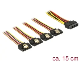 DeLock SATA 15 pin / Napájací kábel / 1x SATA (M) - 4X SATA (F) / s aretáciou / 15 cm (60156)