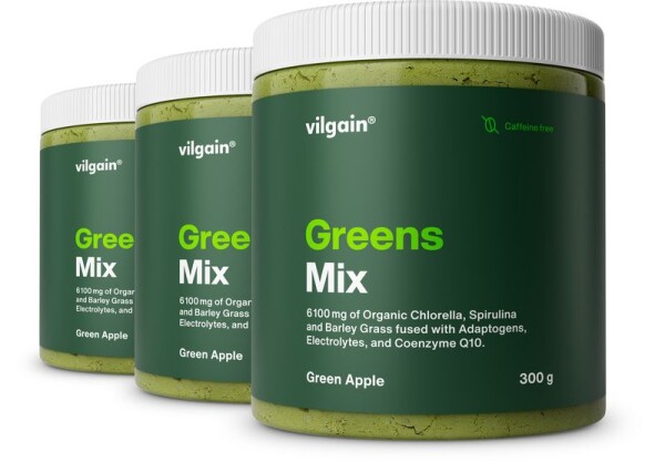 Vilgain Greens Mix – 3× zelené jablko bez kofeínu 300 g