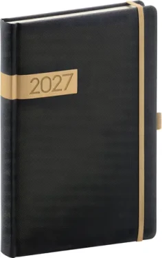 NOTIQUE Denný diár Twill 2027 čierno-zlatý / Diár / 15 x 21 cm