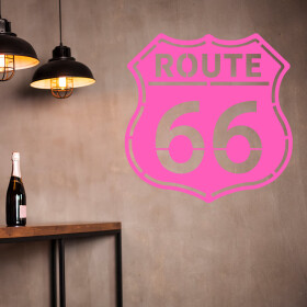 Veselá Stena Samolepka Route 66 Farba: růžová, Veľkosť: 80 x 80 cm