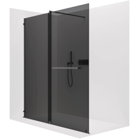 CERANO - Sprchová zástena Walk-in Medin Ľ/P - 8 mm - čierna matná, grafitové sklo - 150x195 - dvojdielna posuvná CER-478051