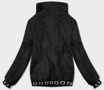 Krátká černá dámská bunda se stojáčkem (B8016-1) Barva: odcienie czerni, Velikost: