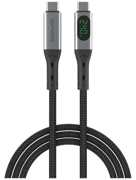 4smarts DigitCord 240W 1,5m čierny / Kábel USB4 / 40 Gb/s / 8K 60Hz / PD 240W (541438)