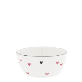 Bastion Collections Keramická miska White / Pink Print Srdiečka