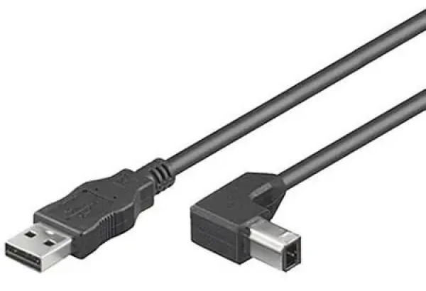MicroConnect kábel USB2.0 A (M) - USB2.0 B 90° uhol (M) 3M čierna / 480Mbit/s (USBAB3ANGLED)