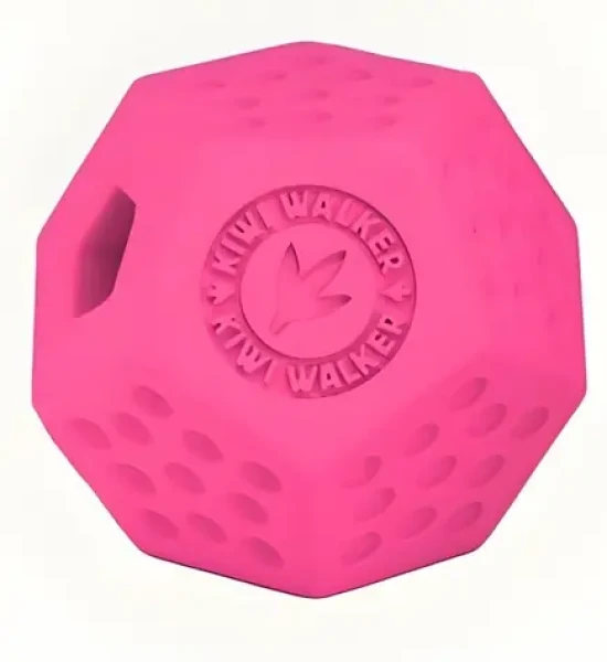 KIWI WALKER Gumová hračka Dodecaball Mini ružová / Otvor na maškrty / 7 cm (RUB-854)