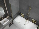 MEXEN/S - Cube obdĺžniková vaňa 170 x 80 cm s panelom + vaňová zástena 120, transparent, zlatá 550517080X9212025000