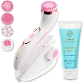 Lumineo Professional Line Brush Pre ružová / Čistiaca kefka na tvár / + čistiaci gél 100 ml (1422789)