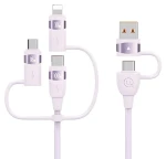 USAMS U85 fialová / Dátový kábel / 6v1 / USB-C, USB, Micro-USB, Lightning / 2m / 100W PD (SJ646USB02)