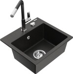 MEXEN/S MEXEN/S - Milo granitový drez 1-miska vrátane batérie Flora, čierna/zlatá metalik 6505-75-670401-07