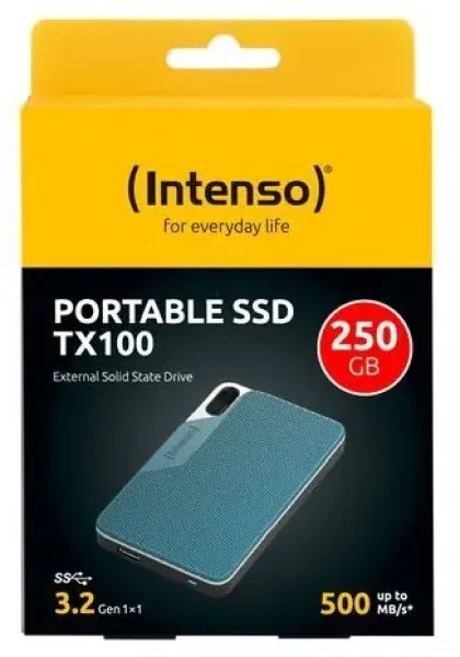 INTENSO TX100 250GB šedo-modrá / Externý SSD / USB 3.2 Gen 1x1 / čítanie 500 MB/s (3826440)