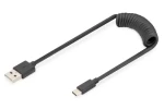 Digitus USB-A - USB-C / Dátový kábel / Pružinový / TPE / USB 2.0 / PD 60W / 1m (AK-300430-006-S)