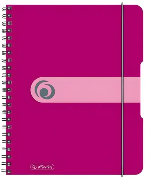 Herlitz Spiralblock to go vínová / Blok so špirálou / A5 / PP obal / gumička / 80 listov (300003235)