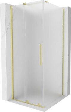 MEXEN/S - Velár sprchovací kút, posuvné dvere 120 x 120, dekor, zlato kartáčovaná 871-120-120-31-55