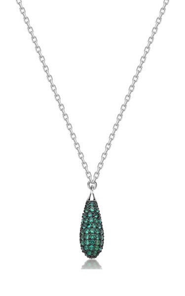 Brosway Strieborný náhrdelník so zirkónmi Tear Drop Life Green Fancy FLG118