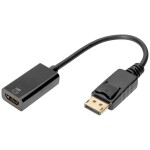 Digitus DisplayPort / HDMI prepojovací kábel Konektor DisplayPort, Zásuvka HDMI-A 0.20 m čierna DB-340415-002-S dvojžilový tienený, tienený Kábel DisplayPort; DB-340415-002-S