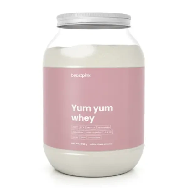 Yum Yum Whey - BeastPink (biela čokoláda kokos, 500 g) (28936-9-500g-whitechocolatecoconut)