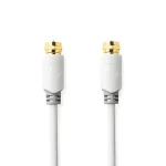 Nedis satelitný anténny kábel F(M) - F(M) pozlátený biela / Kábel / 75 Ohm / 90 dB / tienený / 2 m (CSBW41000WT20)