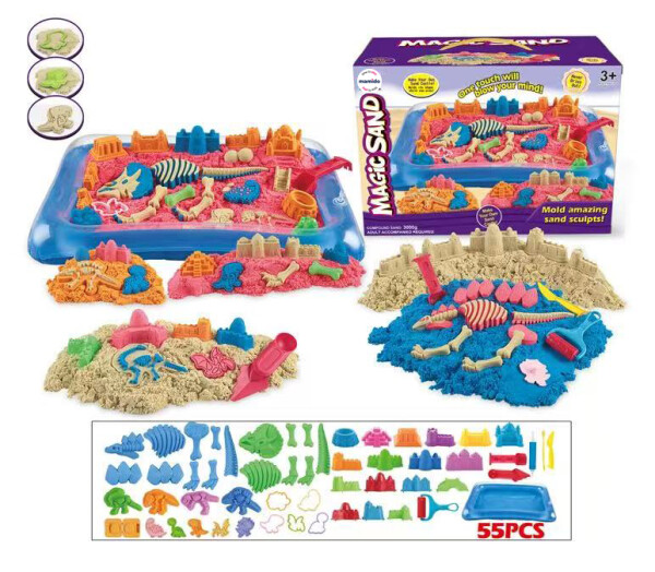 Mamido Mamido Súprava XXL kinetického piesku s hradom a dinosaurami a 55 ks príslušenstva 3000 g