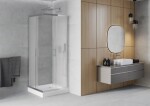 MEXEN/S - Rio štvorcový sprchovací kút 80 x 80, mráz, chróm + vanička so sifónom Rio, biela 860-080-080-01-30-4510