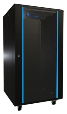 Extralink Rack 22U čierna / Stojanový rozvádzač / 19" / Šírka 600 mm / Hĺbka 600 mm / nosnosť 600 kg / sklenené dvere (EX.14381)