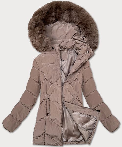 Dámska plus size zimná bunda s kapucňou S'west cocoa (B8300-48) odstíny hnědé 52