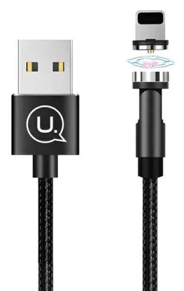 USAMS US-SJ472 U59 čierna / Nabíjací kábel / Lightning / Magnetický / 2.1A / Opletený 1m (SJ472USB01)