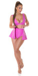 Sexy Koulca Latexlook Top deep V-Neck pink M