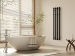 CERANO - Kúpeľňový radiátor Bertini - háčiky na uteráky - bočné pripojenie - 380 W - čierna matná - 1400x351 mm CER-291027