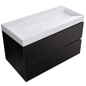 CERANO - Kúpeľňová skrinka Carole - čierna matná + umývadlo z lit. mramoru Vita - biela lesklá - 100x58x46 CER-669061