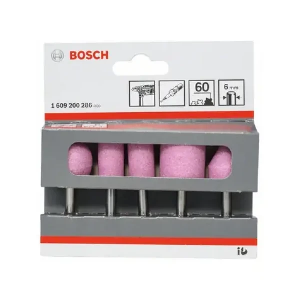 BOSCH 1609200286 / Sada brúsnych teliesok / Upínacia stopka 6 mm / Zrnitosť 15-60 / 5 ks (1609200286)