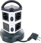 Schwaiger zásuvková veža 7x Schuko čierna, biela / Predlžovací kábel / 1x USB-A / 1x USB-C / 1,8 m / IP44 (STDT2718)
