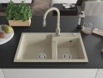 MEXEN/S MEXEN/S - Tomas granitový drez 2-bowl vrátane batérie Savita, béžová 6516-69-672601-69