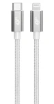 Kábel Lightning MFi - USB-C strieborný 1 m / USB-C / MFi certifikácia (AKTBXKUAMFICS1V)