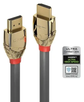 Lindy Gold Line sivá / HDMI kábel / HDMI 2.1 Ultra High Speed / 48 Gbps / 3 m (37603)
