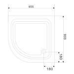 AQUALINE - Sprchová samonosná vanička akrylátová, štvrťkruh 90x90x15cm BTTR90