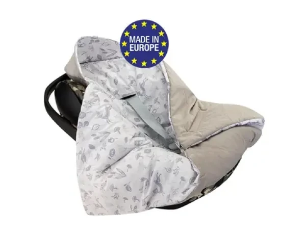 Bomimi Zavinovacia deka do autosedačky VELVET lesné zvieratká, šedá (BO2307GRY010)