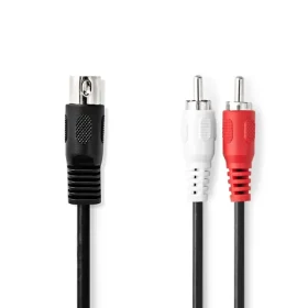 Nedis DIN Audio kábel DIN 5pinová (M) - 2x RCA (M) 1.00 m čierna (CAGL20200BK10)