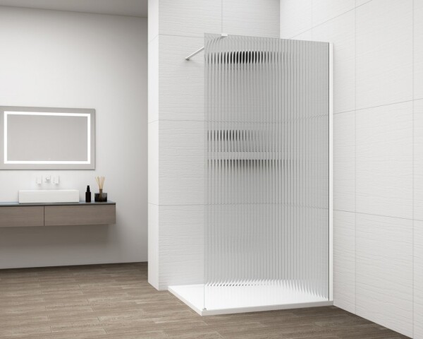 POLYSAN - ESCA WHITE MATT jednodielna sprchová zástena na inštaláciu k stene, sklo Flute, 800 ES1380-03