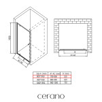 CERANO - Sprchové pivotové dvere Ferri L/P - 6 mm - čierna matná, transparentné sklo - 80x195 CER-425632