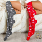 Sexy Overknee Stockings "Christmas" grey Einheitsgroesse