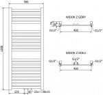 MEXEN - Hades vykurovací rebrík/radiátor 1200 x 500 mm, 444 W, zlatá W104-1200-500-00-50