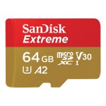 SanDisk Extreme pamäťová karta micro SD 64 GB Class 10, UHS-I, v30 Video Speed Class nárazuvzdorné , vodotesné; SDSQXAH-064G-GN6AA