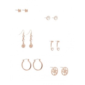 GUESS náušnice Kandence Rose Gold-Tone Stud Earrings Set Ružovozlatá