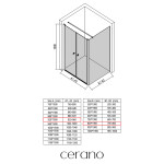CERANO - Sprchovací kút Antelo L - Ľ/P - 6 mm - čierna matná, transparentné sklo - 92x80 - otočný CER-666547