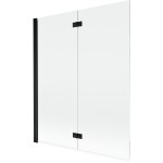 MEXEN - MIST vaňová zástena 140x150 cm 6mm 2-s, čierna, číra, ľavá 8A9-140-002-70-00-L