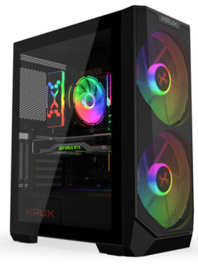 KRUX Vortex čierna / PC skriňa / ATX / micro-ATX / mini-ITX / priehľadná bočnica / bez zdroja / dopredaj (KRX0094)