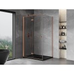 MEXEN/S - Mist-F sprchovací kút skladacie dvere ľavá 70 x 90, transparent, meď kartáčovaná 8A6T-070-090-65-00-L