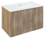 SAPHO - CIRASA STRIP kúpeľňová skrinka 80cm CIRASA s umývadlom a LED zrkadlom, 2 zásuvky, dub Alabama KSET-105