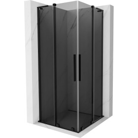 MEXEN/S - Velar L Duo sprchovací kút, posuvné dvere 90 x 90, grafit, čierna 871-090-090-02-43-70